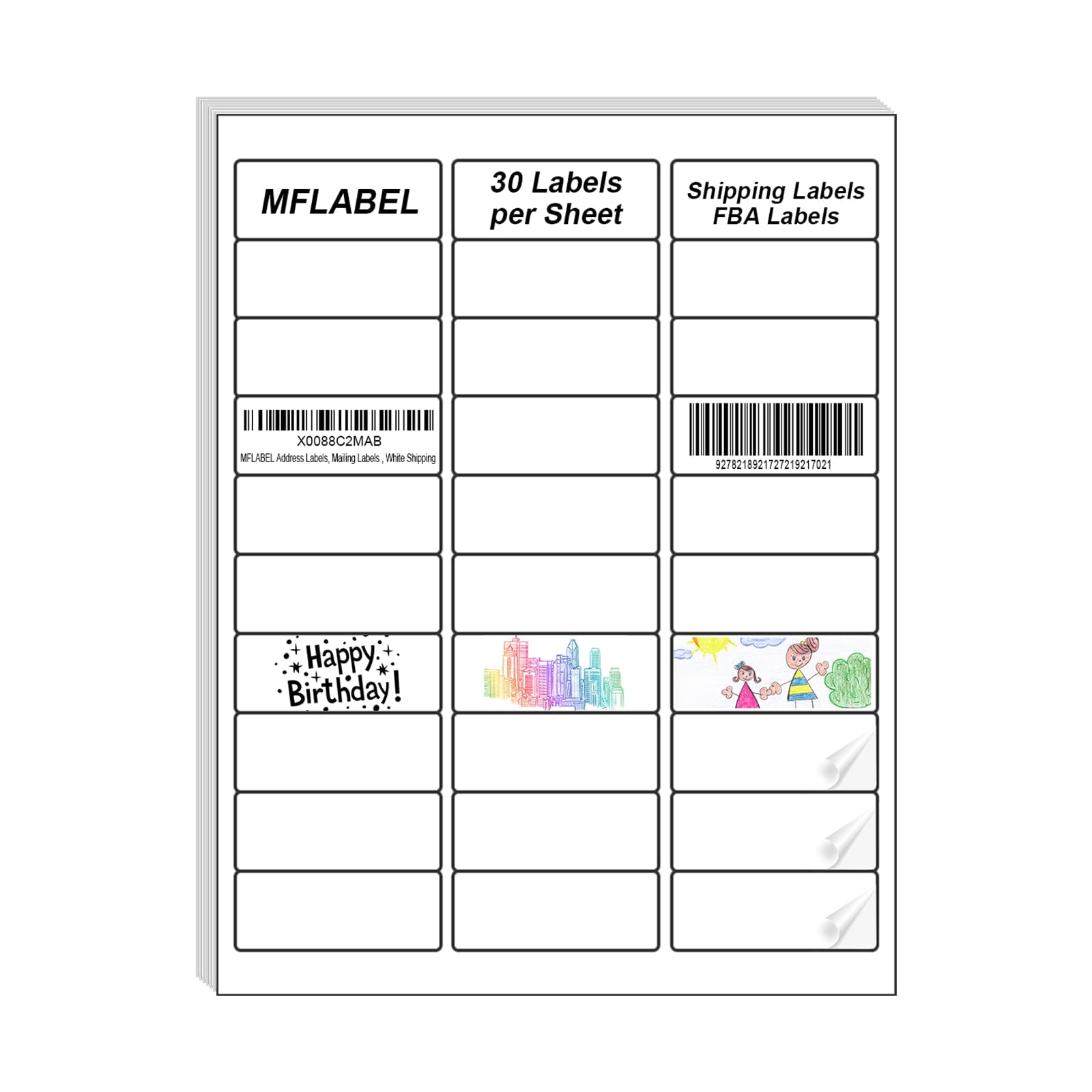 MFLABEL Address Labels, 1"x25/8" Mailing Labels, 30UP White Shipping