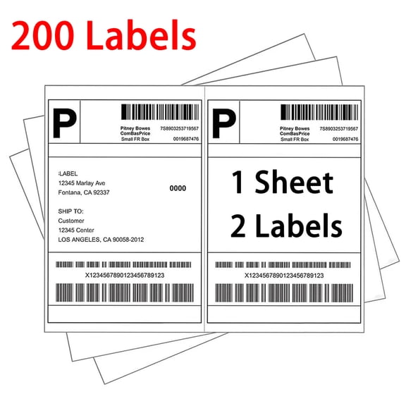 MFLABEL-Half Sheet Shipping Labels, 8.5" x 5.5"(200 Labels), Self Adhesive Mailing Labels, White, for Laser and Inkjet Printers
