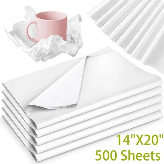 MFLABEL-White Tissue Paper Bulk, 14"x20" Recyclable Wrapping Tissue Paper, 500 Sheets, for Gift Bags Packing Wrapping Cushioning Fill