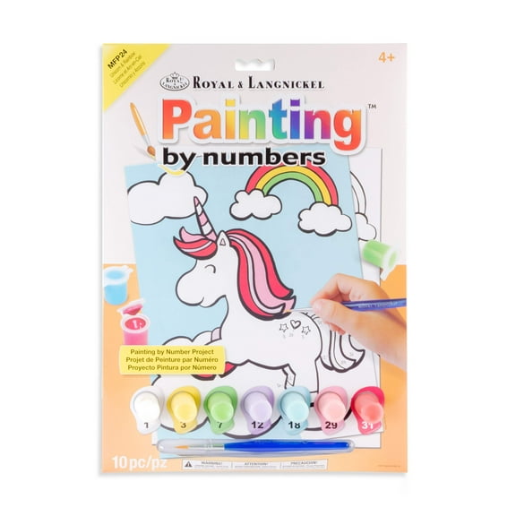 Royal & Langnickel Painting by numbers Children's 10pc Unicorn & Rainbow Painting Project