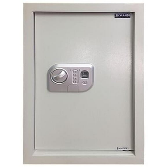 MFR Biometric Wall Safe - White - 20 Fingerprints Fingerprint/Biometric Reader Key Override Code Entry Option