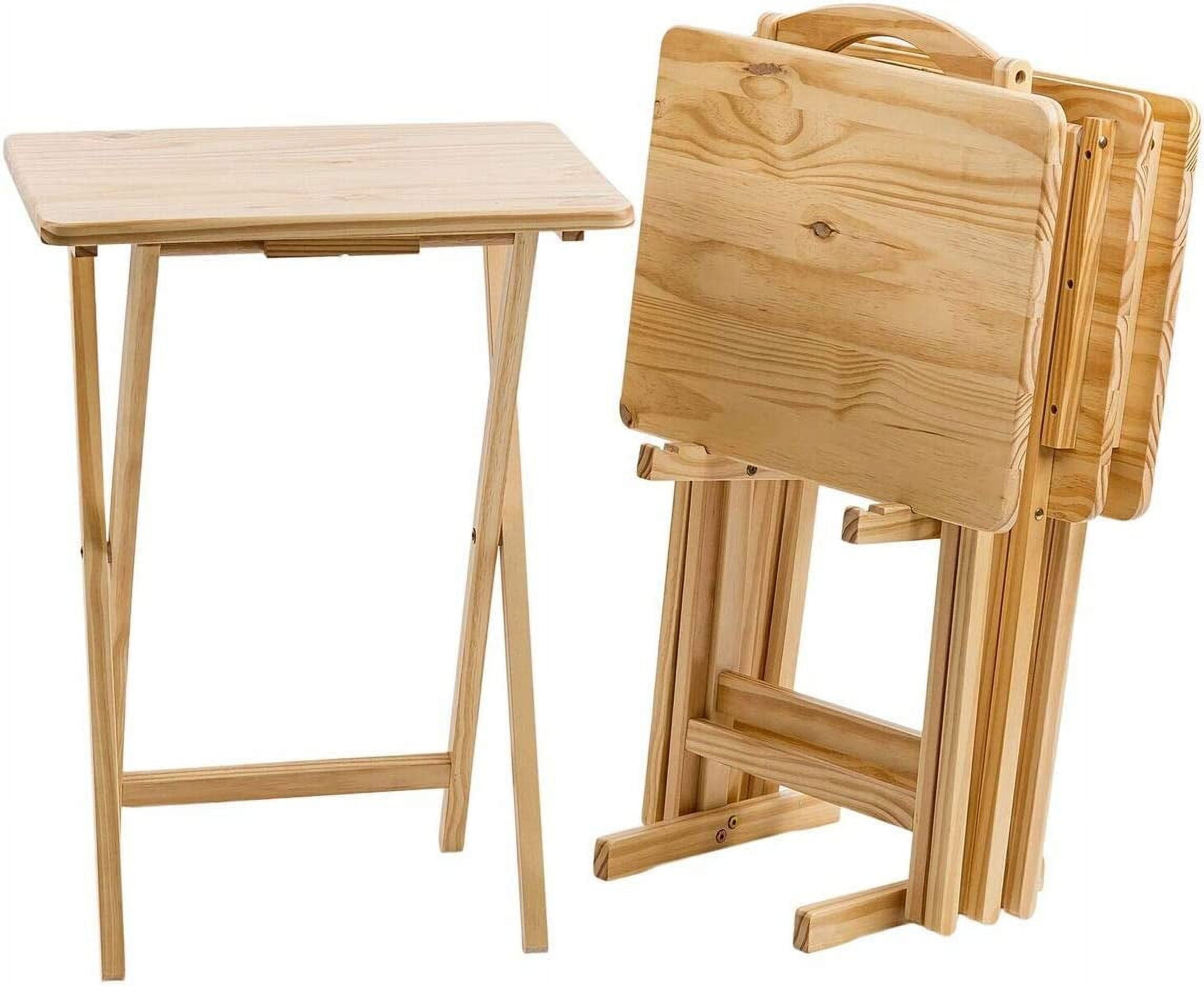 MFS Basics Classic TV Dinner/Snack 4 Table Set with Holder Natural