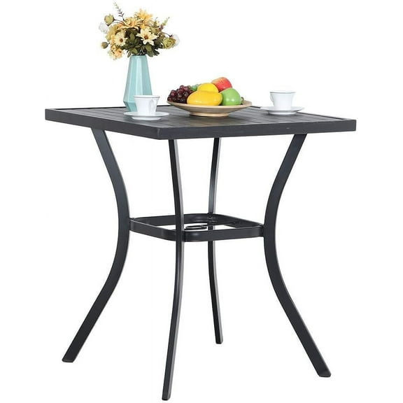 MFSTUDIO 36” Patio Counter Height Bar Table, Square Metal Outdoor Patio Table Heavy Duty, Black