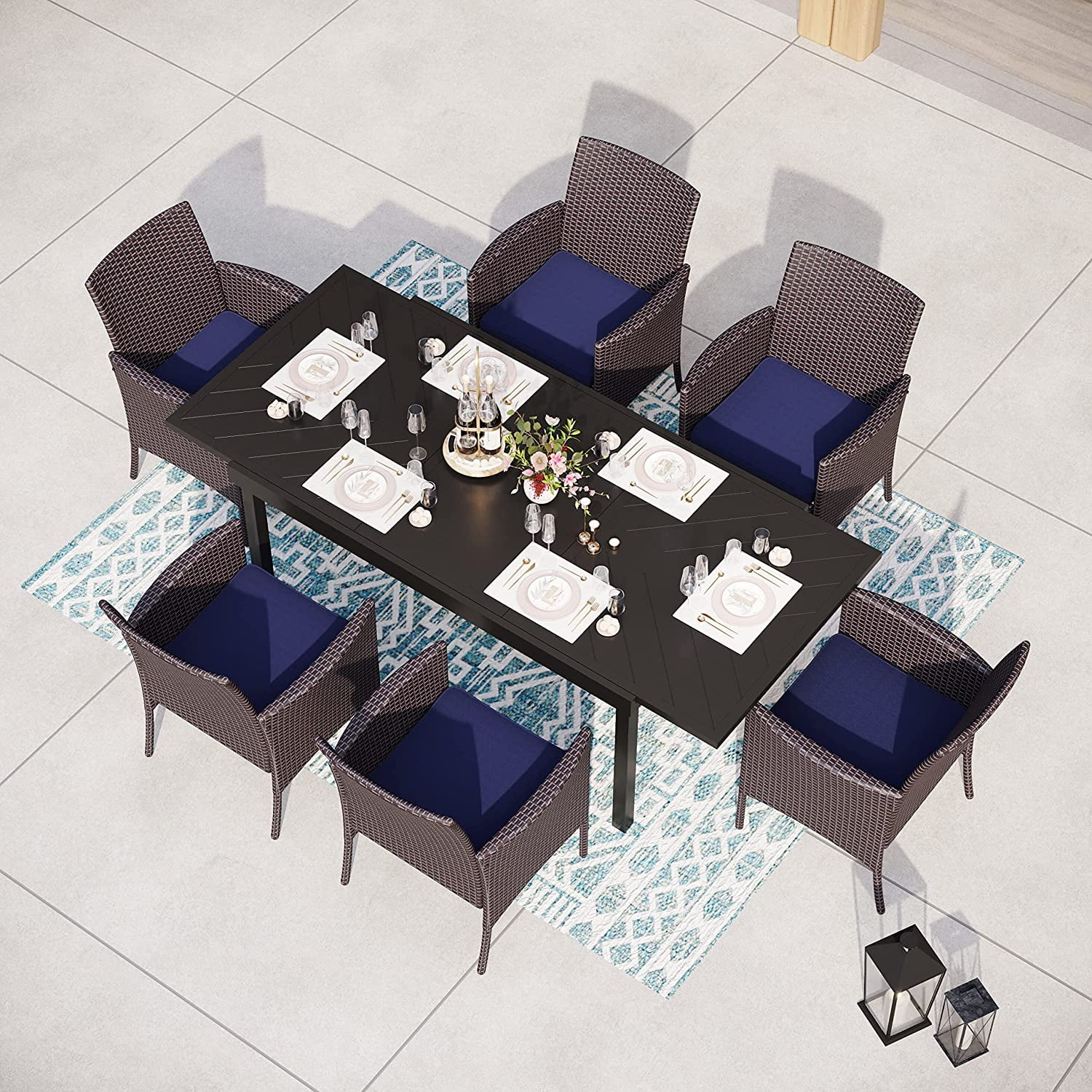 MFSTUDIO Patio Furniture Set for 8 9 Piece Outdoor Dining Set 8 Rattan