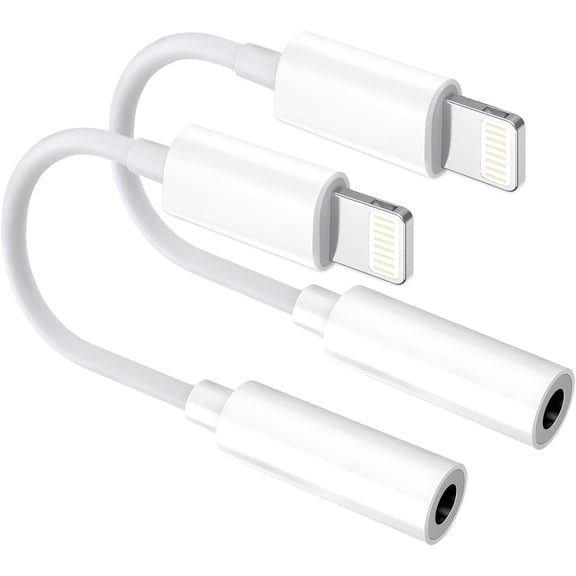 [Apple MFi Certified] 2 Pack Lightning to 3.5mm Aux Audio Adapter, Headphone Jack Converter Dongle for iPhone 14/13/12/X/XR & iPad (Supports All iOS Systems)