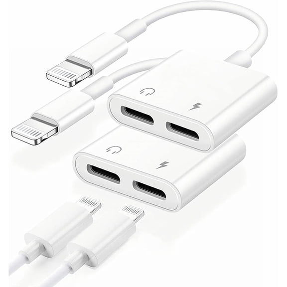 [ MFi Certified] 2PACK Dual Lightning Headphone Adapter for iPhone Splitter Audio and Charge Support All iOS System Compatible with 14/13/12/11/XS/XR/8/7/6