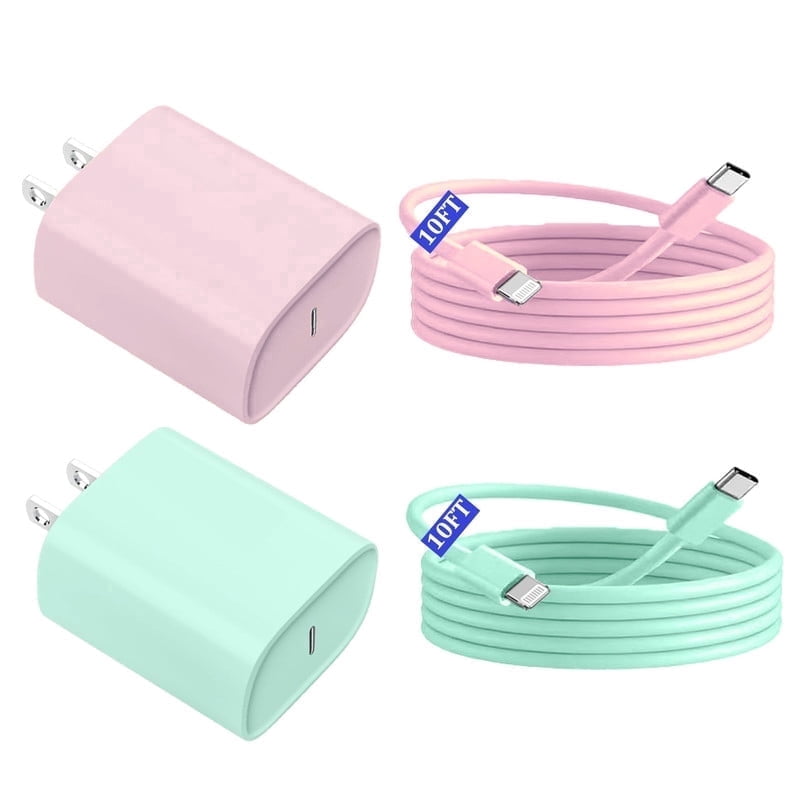 [MFi Certified] 2Pack 20W Type C Fast Charger Block with 10FT USB C to Lightning Cable Compatible for iPhone 14/13/12/11 Pro Max/Xs Max/XR/X,i Pad