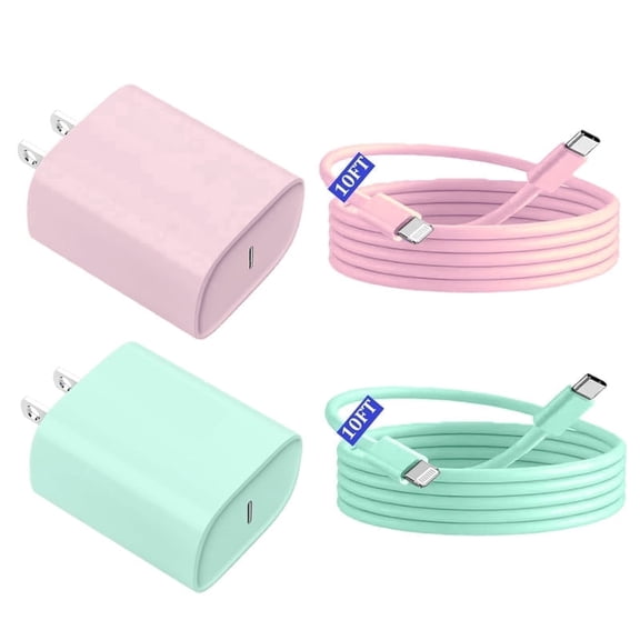 [MFi Certified] 2Pack 20W Type C Fast Charger Block with 10FT USB C to Lightning Cable Compatible for iPhone 14/13/12/11 Pro Max/Xs Max/XR/X,i Pad