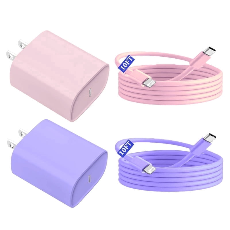 [MFi Certified] 2Pack 20W Type C Fast Charger Block with 10FT USB C to Lightning Cable Compatible for iPhone 14/13/12/11 Pro Max/Xs Max/XR/X,i Pad