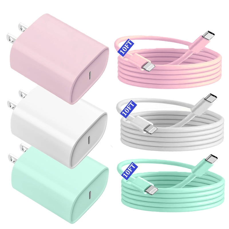 [MFi Certified] 2Pack 20W Type C Fast Charger Block with 10FT USB C to Lightning Cable Compatible for iPhone 14/13/12/11 Pro Max/Xs Max/XR/X,i Pad