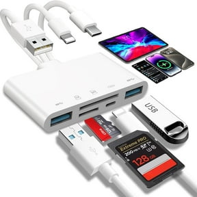 [MFi Certified] 5in1 Memory Card Reader, USB C/Lightning/USB OTG Adapter to SD Card Reader for iPhone/iPad, USB3.0 Fast Charging Compatitable with Micro SD/SD/TF/USB Disk/Mouse/Digital Camera