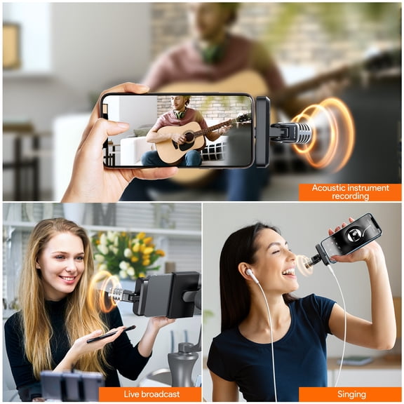 MFi Certified Portable Microphone for iPhone/iPad - Stereo Condenser Mic with Charging Port & Headphone Jack, Ideal for Recording & Live Streaming. Perfect Gift For 2026.