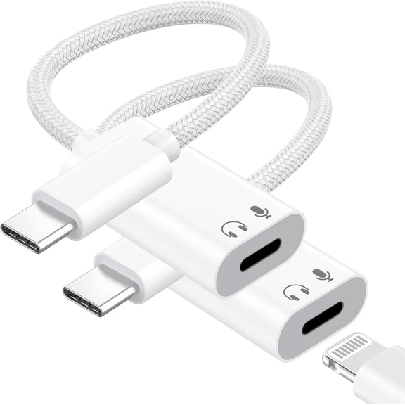 [MFi Certified] for USB C to Lightning Headphone Audio Adapter,2 Pack Type C Male to Female Lightning Earphone Converter, Compatible with iPhone 17/16/15 Plus/Pro/Max, iPad, MacBook