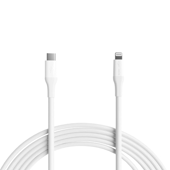 MFi Certified USB-C to Lightning Fast Charging Cable, Power Delivery, Nylon Braided, 10 ft, White
