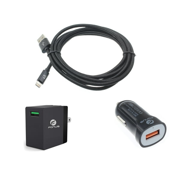 MFi USB Cable Fast Home Car Charger for iPad 9.7" (2018 6th Gen) - 6ft Long Travel Power Adapter Cord