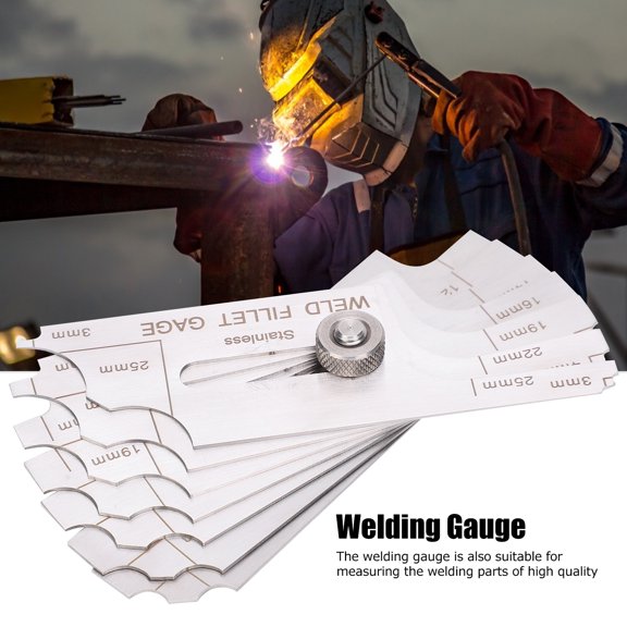 MG-11 Stainless Steel Welding Gauge Test Tool for Fillet & Seam Inspection - Imperial 1/8 Inch Scale with Leather Pouch