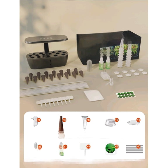 MG-15 Hydroponic Growing System Kits, Smart Indoor Garden with 24W Grow LED Light Full Spectrum, 15 Pods Herb Garden Planter Indoor Gardening for Gifts, Kitchen$$Garden & Patio