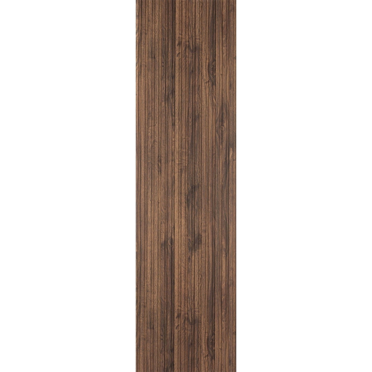 Walnut Brown Textured Shiplap Wood Slat Wall Panels, 94.5" x 12", Pack of 10