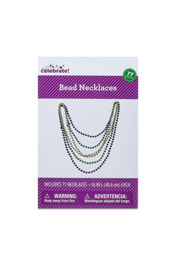 Bead Necklaces, Multicolor, 16", 77 Count, Mardi Gras by Way To Celebrate