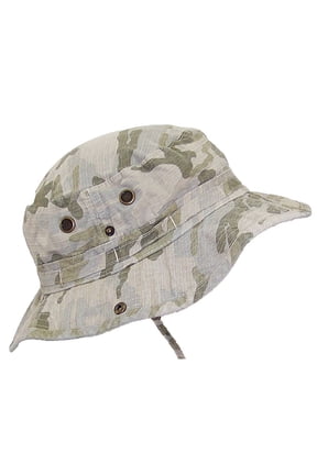MG Camo Ripstop Floppy/Bucket Summer Hat W/Snap Up Sides - Desert - Medium