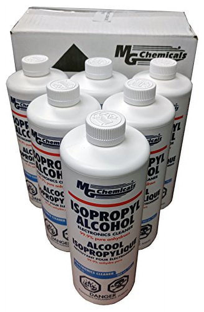 MG Chemicals 6 Pack 99.9% Isopropyl Alcohol Electronics Cleaner, 945 mL Liquid Per Bottle (824-1LX6)