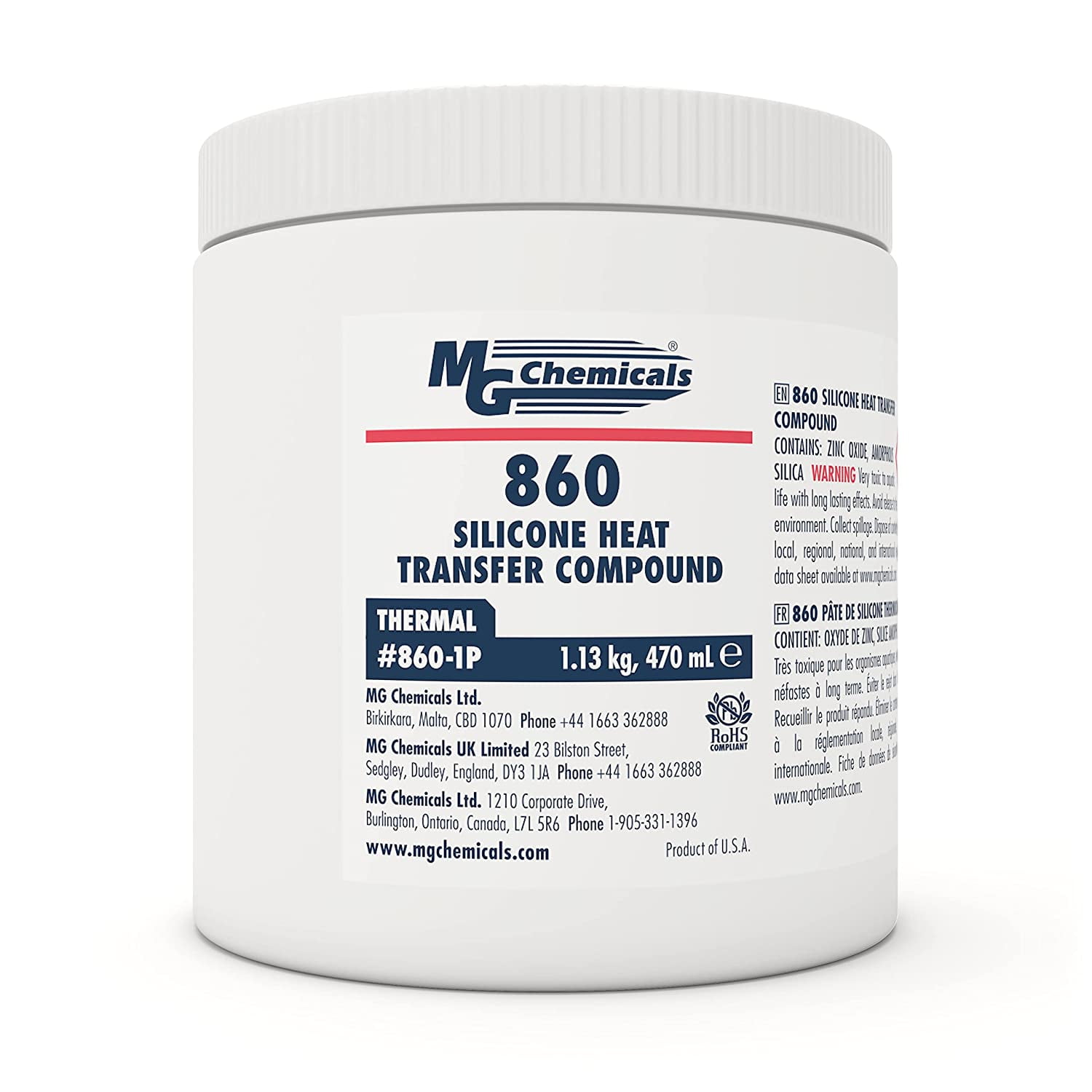 MG Chemicals 8601P Silicone Heat Transfer Compound, 1 pint Tub