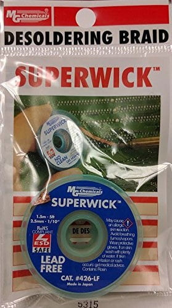 MG Chemicals Desoldering Braid 4 Fine Braid Super Wick for Lead Free