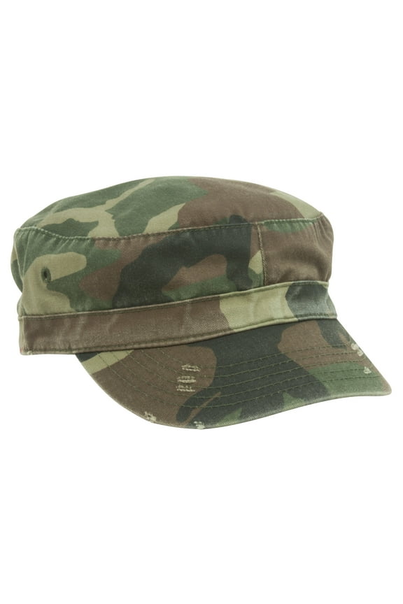 MG Distressed Washed Cotton Cadet Army Cap (Camo)
