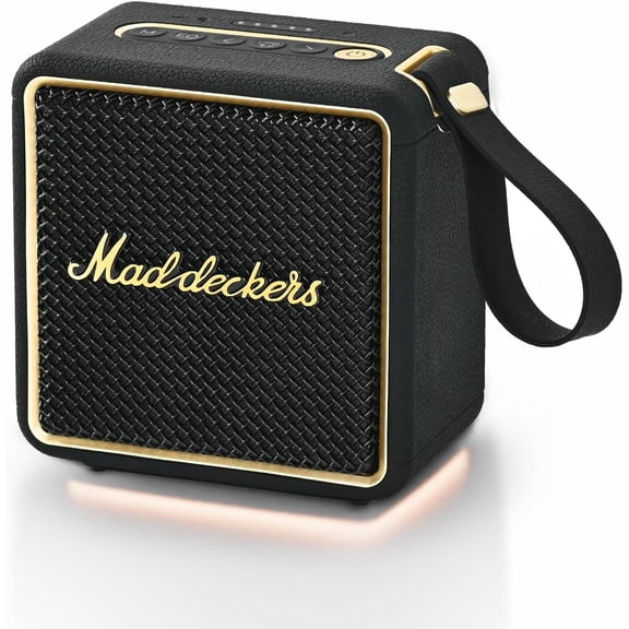 MG II Portable Bluetooth Speaker, 24W Powerful Sound, DSP Enhanced Audio, IP67 Waterproof Dustproof, RGB Lights, 17H+ Playtime, TWS Stereo Pairing, 3 EQ Modes, AUX/TF/USB (Black & Brass)