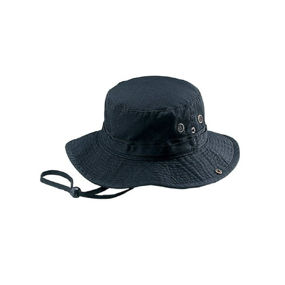 MG Men's Washed Cotton Twill Chin Cord Outdoor Hunting Hat - Black - X-Large