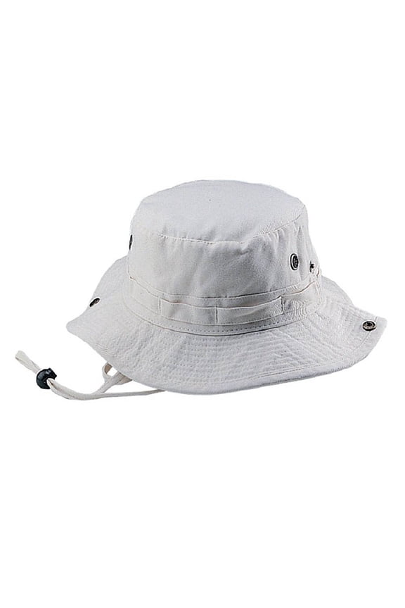 MG Men's Washed Cotton Twill Chin Cord Outdoor Hunting Hat - Natural L