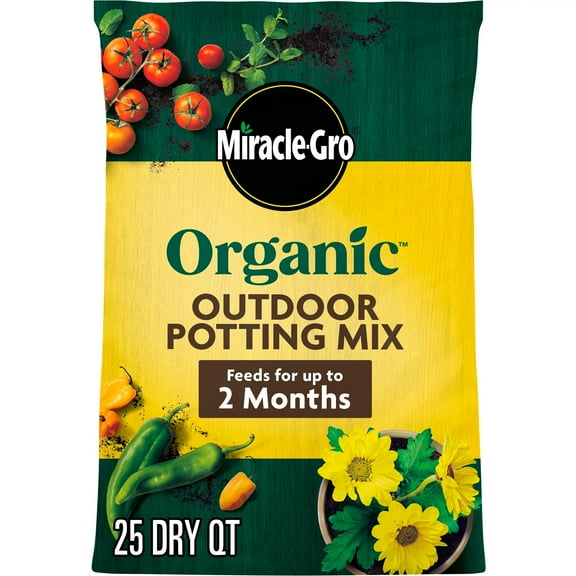 Miracle-Gro Organic Outdoor Potting Mix 25 qt. Soil for Container Plants, Contains Quick-Release Natural Fertilizer, OMRI Listed