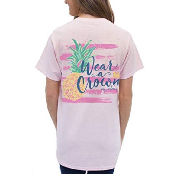 MG Palmer Always Sweet Youth Wear A Crown Short Sleeve T-Shirt-Soft Pink-Small