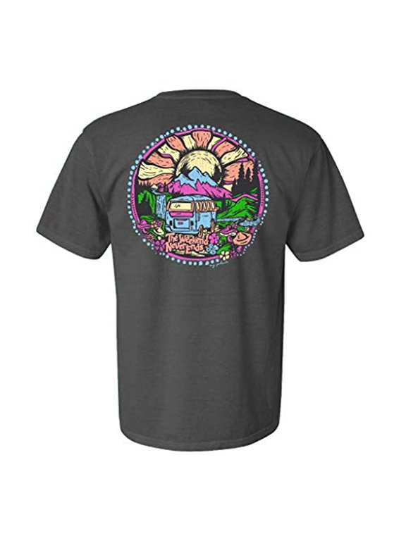 The Weekend Never Ends Trippy Scenic Camping Women's Short Sleeve T-shirt
