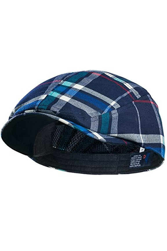 MG Plaid Ivy Newsboy Cap Hat (Medium, Navy)
