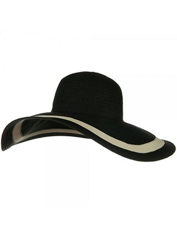 MG Solid Peak Ladies Large Wide Brim Toyo Sun Hat (Black)
