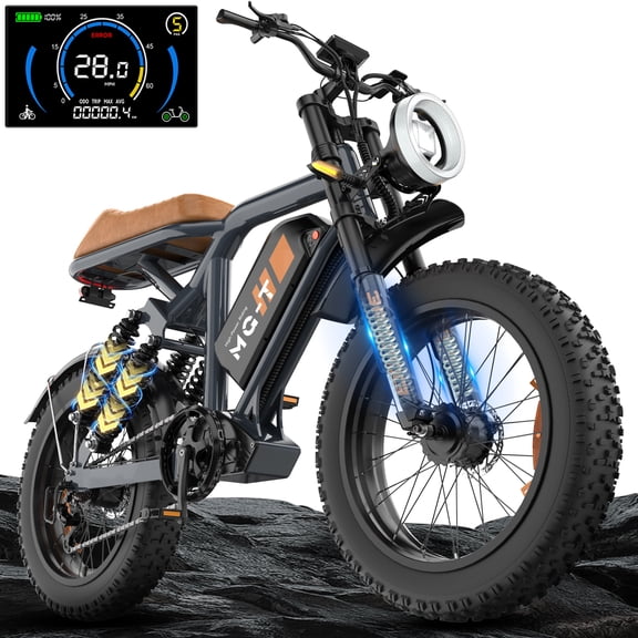 MG-T 20" Fat Tire Electric Bike for Adults, Dual 1500W Peak E-Mountain Bikes, 48V 15Ah Ebike with 7-Speed UL2849