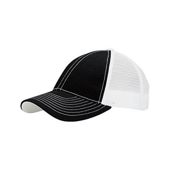 MG Unisex Low Profile (Str) Trucker Cap-7641-BLK-WT