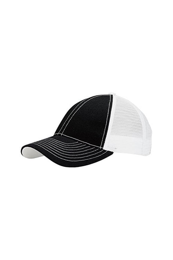 MG Unisex Low Profile (Str) Trucker Cap-7641-BLK-WT
