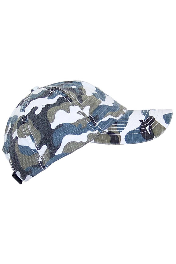MG Unisex Unstructured Ripstop Camouflage Adjustable Ballcap - Blue Camo