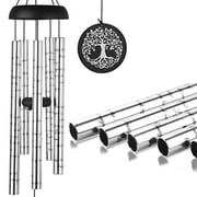 MG&Y 36" Memorial Black Wind Chimes, Soulful Soothing Wind Chime Bells with 5 Black Aluminum Long Tubes & DIY Pendants, Relaxing Melodic Tones for Outdoor