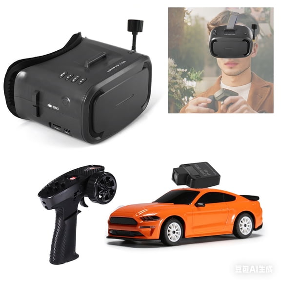 MG034  FPV Drift RC Car with Goggles & Camera for Thrilled Rxperience,20KM/H Remote Control Cars- Gyro,Drift/Racing Tires,Full Simulated Lighting System,4WD RC Car Toy for Adult (Orange, FPV Version)