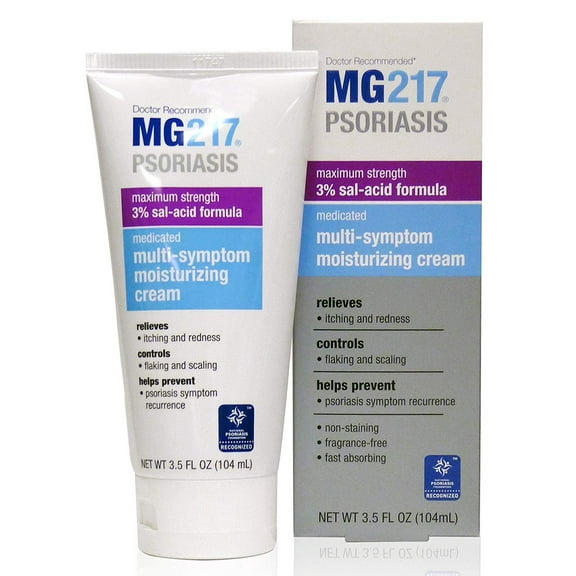 MG217 Psoriasis Cream, 3% Salicylic Acid Multi-Symptom Moisturizing Psoriasis Cream, 3.5 Fluid Ounce, 4-Pack