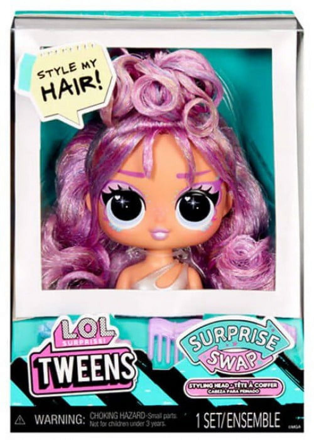 MGA Entertainment LOL Surprise Tweens Surprise Swap Hair Styling Head, Purple Sparkle