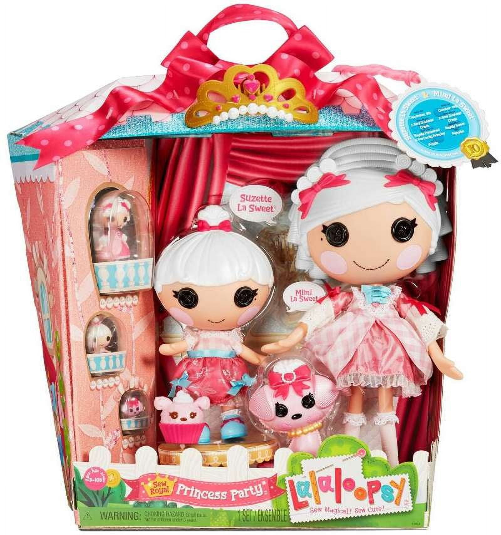 Lalaloopsy Sew Royal Princess Party - Suzette ＆ Mimi La Sweet, 4 Princess Dolls (Large + Littles + Minis) + 3 Pets and Tiara, in Reusable Castle Pack Lalaloopsy New Royal Princess Party Crumpet Teacup Hearts