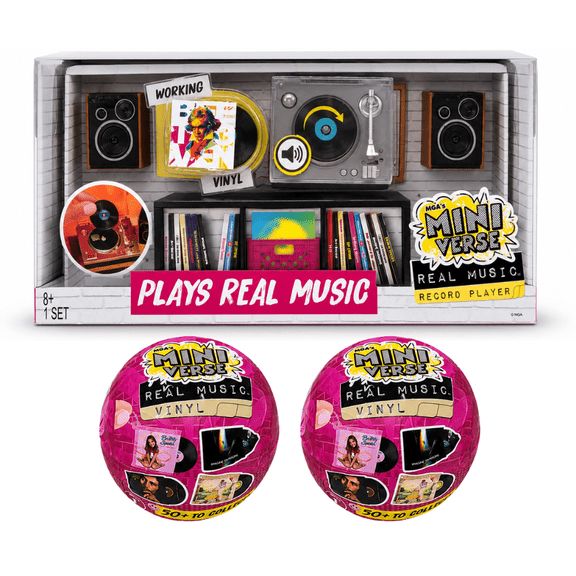 MGA Mini Verse Real Music Vinyl Turntable with Record Player & 2 Record Capsules