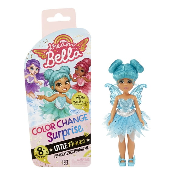 MGA's Dream Bella Color Change Surprise Little Fairies 5.5" Doll - DreamBella, Teal Fairy with Wings and Teal Hair, Great Gift, Toy for Children Ages 3, 4, 5+