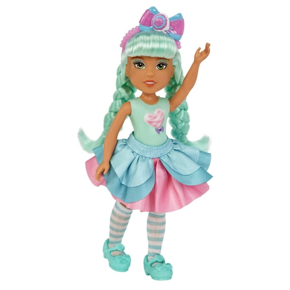 MGA's Dream Bella Little Candy Princess - DreamBella, Cotton Candy Scented 5.5" Doll with Scratch 'N Sniff Tag, Long Teal Hair, Cotton Candy Headband, 4 Fashion Accessories, Gift for 3-8 years