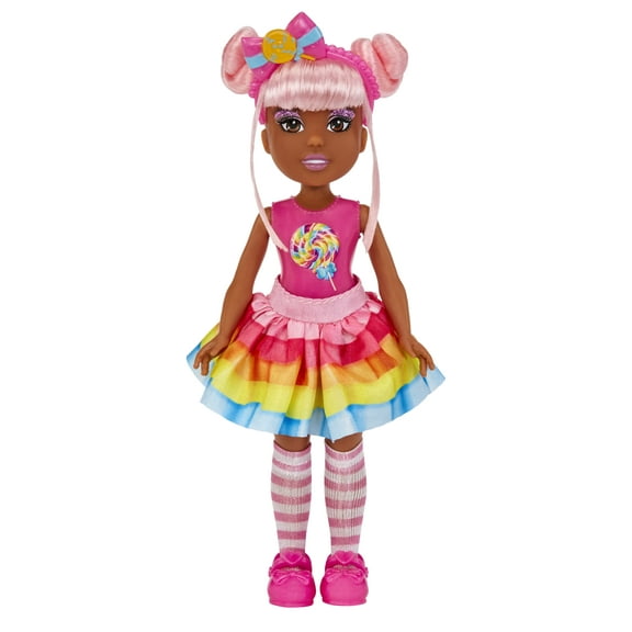 MGA's Dream Bella Little Candy Princess - Jaylen, Lollipop Scented 5.5" Doll with Scratch 'N Sniff Tag, Long Pink Hair, Lollipop Bow Headband, Rainbow Skirt, 4 Fashion Accessories, Gift for 3-8 years