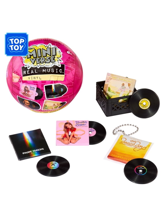 Real Music Vinyl Mystery Blind Ball, 4 Mini Playable Vinyl Records per Pack